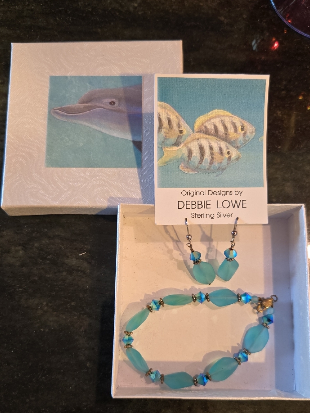 Debbie LoweSterling Silver Bead/Sea Glass/ Sterling Silver Bracelet/Earrings Set